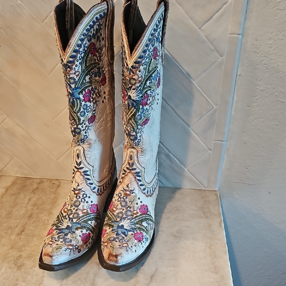 Lane Boots Floral Heeled Womans Boots - Picture 10 of 15
